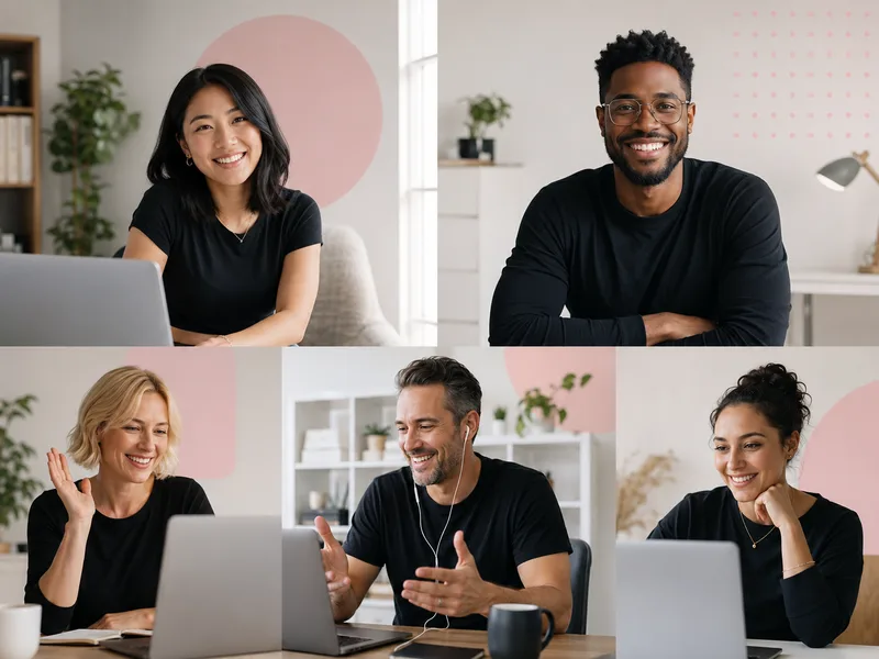 Cinco miembros de una comunidad conversando por videollamada